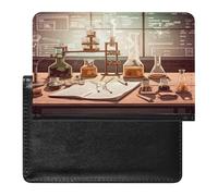 Porte-passeport de laboratoire de chimie en cuir synthétique - Joli étui de passeport portable pour cartes de crédit - Organiseur de documents de voyage pour homme et femme