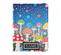 Porte-passeport en cuir avec nom personnalisé pour voyage - Étanche - Accessoires de voyage pour homme - Scène de champignon magique