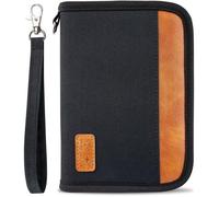Porte-passeport familial noir anti-RFID - Organiseur de voyage avec compartiments pour billets et cartes - Fermeture éclair