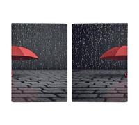 Porte-passeport parapluie rouge sous la pluie pour adulte, housse de passeport en cuir synthétique avec emplacements pour cartes, portefeuille minimaliste avec fermeture éclair
