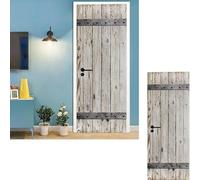 PORTE PHOTO Stickers Porte Trompe L'oeil En Bois Gris Poster Pour Porte Style Campagnard Papier Peint Autocollant Porte Décoration