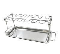 Porte-pilons de poulet pour gril 14 Emplacements avec Plateau d'Égouttage | Support rôtisseur à gril Cuisine en extérieur, jardin, camping, fête, réunion