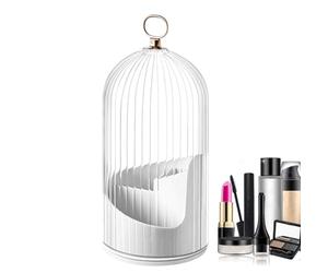 Porte-pinceau De Maquillage Rotatif Avec Couvercle - Cylindre Organisateur De Cosmétiques Anti-poussière, Rangement Fermé | Vitrine De Partie Supérieure Du Comptoir De Vanité Pour La Chambre À Coucher