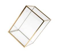 Porte-pinceaux de Maquillage Transparent en Verre Doré, 1 Pièce | Organisation de Table, Alliage et Verre, pour Nail Tools et Toothbrushes, Décor Élégant