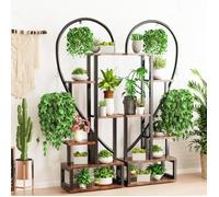 Porte Plante Intérieur en Fer Forgé Étagère Plantes Support Pot de Fleurs en Métal pour Balcon Salon 165x112x28 cm