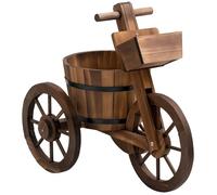 Outsunny Porte plante Tricycle - Étagère de pots de fleurs - Bois de sapin - 52 x 31 x 45 cm
