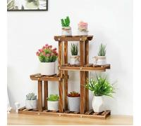 Porte Plantes en Bois - Étagère à Fleurs à 4 Niveaux - Support pour Pot de Fleur 58x11.5x50cm pour Jardin Balcon Terrasse