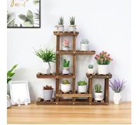 Porte Plantes en Bois - Étagère à Fleurs à 5 Niveaux - Support pour Pot de Fleur 60x11.5x61.5cm pour Jardin Balcon Terrasse