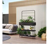Porte-plantes surélevé Jaalsmeer avec étagère 154 x 96 x 24 cm noir