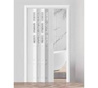 Porte pliante accordéon peu encombrante - Design élégant en accordéon en acrylique/PVC pour salle de bain et chambre à coucher - Porte moustiquaire enroulable temporaire et solution élégante de