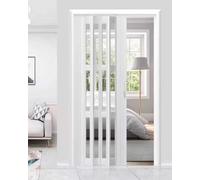 Porte pliante en PVC blanc - Porte coulissante en accordéon peu encombrante pour chambre à coucher, couloir, séparateur de pièce et garde-manger, entrée de placard, 137,2 x 203,2 cm, installation