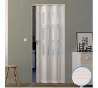 Porte Pliante PVC accordèon Verre Opaque pin Blanchi 88,5x214cm Mod. Luciana