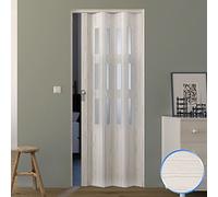 Porte Pliante PVC accordèon Verre Opaque pin Blanchi 88,5x214cm Mod. Luciana