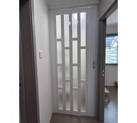 Porte pliante rétractable en accordéon en PVC blanc - Cloison coulissante en acrylique givré pour intérieur de couloir - 142,2 x 203,2 cm