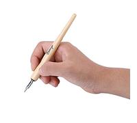 porte plume dessin Stylo，Lot de 3 plumes + 1 support en bois + 1 encre, calligraphie, dessin, fournitures scolaires