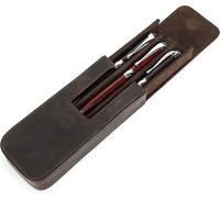 Porte-plume en cuir Hiram pour 3 stylos, étui portable en cuir avec fermeture magnétique cachée et design porte-plume (café)