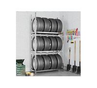 vidaXL Étagère à pneus avec 3 étagères argenté 110x40x200 cm acier