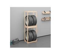 Porte-pneus, Etagère à Pneus avec Rangement, Support de Pneus Garage Entrepôt Atelier, Moderne, Marron 63x40x180 cm Bois de Pin Massif