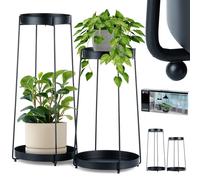 Porte-pots de fleurs Porte-plantes Porte-fleurs suspendu en métal noir 2 niveaux 46 / 58 cm 2 pcs.