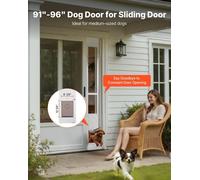 Porte pour chien pour porte coulissante en verre, hauteur réglable de 2311 à 2439 mm, cadre en alliage d'aluminium avec charnières métalliques pivotantes, conception verrouillable, battant de 209,6 x