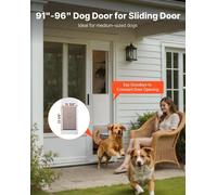 Porte pour chien pour porte coulissante en verre, hauteur réglable de 2311 à 2439 mm, cadre en alliage d'aluminium avec charnières métalliques pivotantes, conception à verrouillage sécurisé, battant d