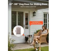Porte pour chien pour porte coulissante en verre, hauteur réglable de 2311 à 2439 mm, cadre en alliage d'aluminium avec charnières métalliques pivotantes, système de verrouillage, battant de 260,4 x 4