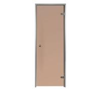 Porte pour Hammam Bronze 60 x 190 cm avec Cadre en Aluminium - Porte Vitrée Étanche pour Hammam, Bain de Vapeur et Salle de Bain