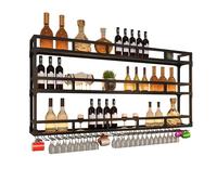 Porte Range Bouteille Mural avec Lumière Casier à Bouteilles Meuble Bar Salon Etagere Murale Cuisine avec Porte Verres Suspendu pour Comptoir de Bar Cave Cuisine Salle à Manger(Nero,80*25*90cm)