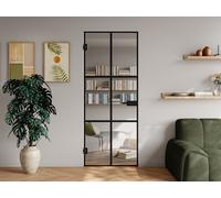 Porte réversible sans bâti en verre trempé - Noir - H204 x L83 cm - SEROTO