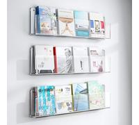 Porte Revue Présentoir à Brochures Porte-brochures en Acrylique pour Montage Mural, 3 Paquets de Plexiglas Transparent Dépliant Brochure Porte-magazine avec Kit De Montage ( Size : 30x5x15cm(11.8x1.9x