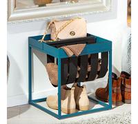 Inter Link - Table Basse - Porte-revues - Table Fonctionnelle - Bleu - métal laqué - avec Porte-revues - Laine Bouillie - Club NY