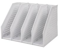 Porte-revues A4 ouvert à l'avant, 4 compartiments, gris clair, pour | JIAYUET, Porte-revues en polypropylène, pliable, peu encombrant, pour magazines, cahiers, classeurs, stable et facile