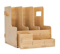 Porte-revues de bureau en bois - Support de bureau multifonction Nizer & Sto Veau Trieur de documents simple - Fournitures de bureau pour un travail efficace.