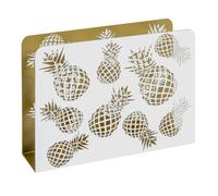 HAKU Porte-journaux doré et blanc, porte-revues, panier à magazines Pineapple en métal avec motif perforé en forme d'ananas - Dimensions : L 35 x H 26 x P 10 cm, Style : Moderne