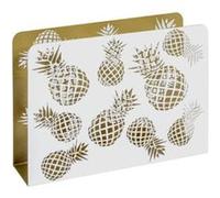 HAKU Porte-journaux doré et blanc, porte-revues, panier à magazines Pineapple en métal avec motif perforé en forme d'ananas - Dimensions : L 35 x H 26 x P 10 cm, Style : Moderne