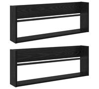 Porte-Revues Mural 2 Étagères, Chêne Noir, 80 x 12 x 30 cm | Bois d'ingénierie durable, Surface lisse facile à nettoyer, Fixation murale gain de place, Idéal magazines et livres légers