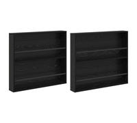 Porte-Revues Mural 2 Pièces, Chêne Noir 80x12x70 cm | Bois d'ingénierie durable, étagères ajustables, gain d'espace au sol, entretien facile, style moderne