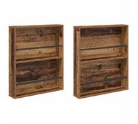 Porte-revues mural en bois d'ingénierie - vidaXL - Bois ancien - 60x12x70 cm - 9,27 kg - 2 étagères - Durable