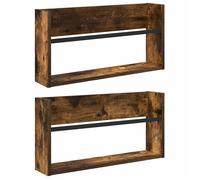 vidaXL Étagère à magazines 2 pcs Chêne fumé 60 x 12 x 30 cm