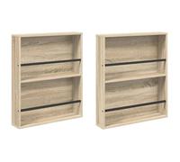 Porte-revues mural en bois d'ingénierie - vidaXL - Chêne Sonoma - 60x12x70 cm - 9,27 kg - 2 étagères - Durable