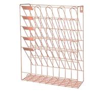 Porte-revues mural en maille rose à 6 ports pour la maison, le bureau, l'organiseur élégant de documents et de papeterie, solution de stockage de fichiers