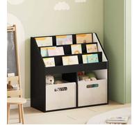 Porte-revues Noir - Bibliothèque pour enfants - Noir 72,5x29,5x69 cm A14263