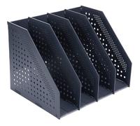 Porte-revues pliable, Porte Revue Bureau avec 4 Compartiments, Rangement Papier Vertical A4 ET PLUS , Gris foncé