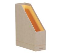 RHODIA 318835C - Porte-Revues Beige -10 x 25 x 31 cm - Piqûres Sellier Orange - Extérieur Simili Cuir - Collection Home Office rama - Organisation de Bureau & Rangement Design