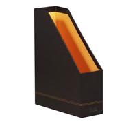 RHODIA 118836C - Porte-Revues Noir -10 x 25 x 31 cm - Piqûres Sellier Orange - Extérieur Simili Cuir - Collection Home Office Rhodiarama - Organisation de Bureau & Rangement Design