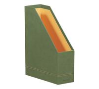 RHODIA 194546C - Porte-Revues Sauge -10 x 25 x 31 cm - Piqûres Sellier Orange - Extérieur Simili Cuir - Collection Home Office Rhodiarama - Organisation de Bureau & Rangement Design