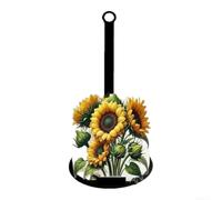 Porte-rouleau de papier en bois imprimé tournesol 26 cm de haut | Base en bois massif de 5 mm, construction stable, longue durée de vie, 13 cm de largeur, tige en acrylique incluse
