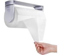 Porte-rouleau de papier essuie-tout double, autocollant, avec support pour film alimentaire (argent)