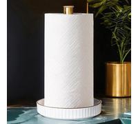 Porte-rouleau de papier essuie-tout sur pied - socle en céramique dorée - 1 pièce - hauteur 32 cm