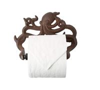 Porte-Rouleau de Papier hygiénique en Fonte Octopus - Décor Mural Nautique pour Salle de Bain - Installation Facile - Brun Rouille